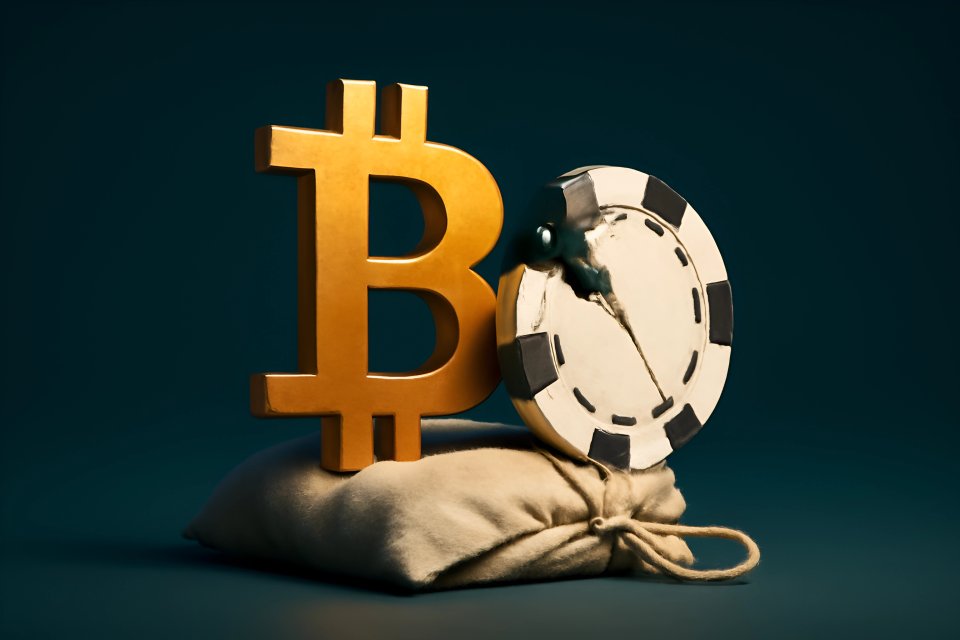 Bitcoin e fiches da gioco in esposizione