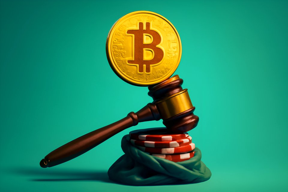 Martelletto a tema Bitcoin e fiches da poker