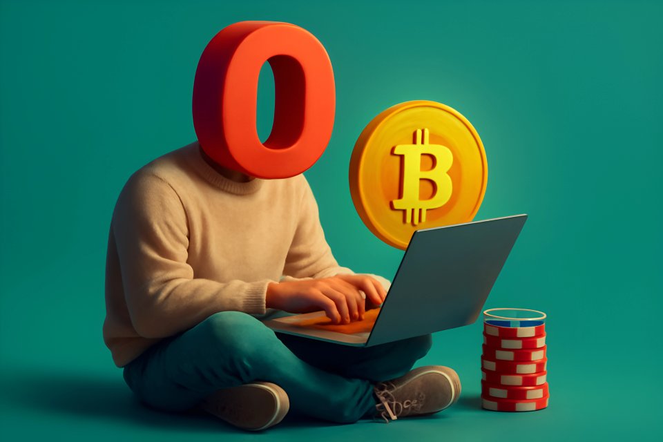 Persona che digita su un laptop con Bitcoin