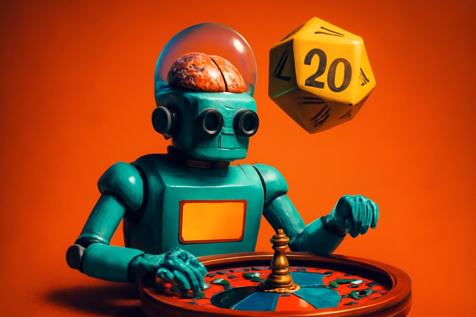 Robot con dadi sul tavolo