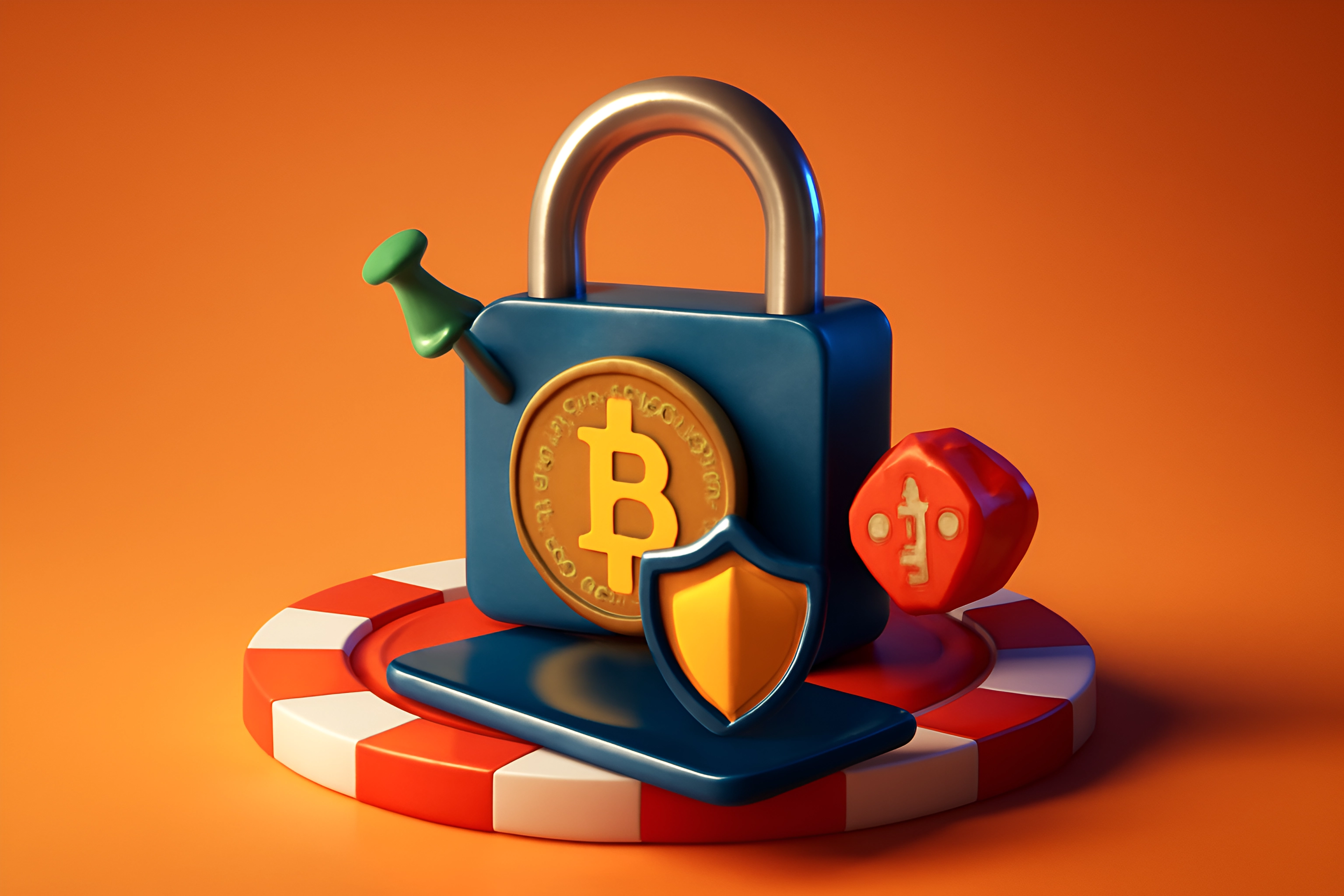 Cadeado de Bitcoin e elementos de jogo